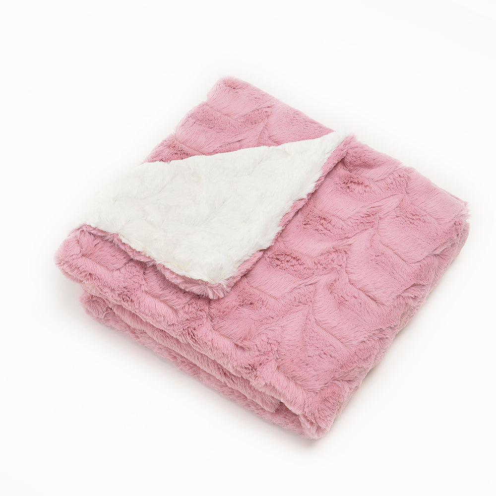 Cuddle Cookie Pink and White Fur Blanket