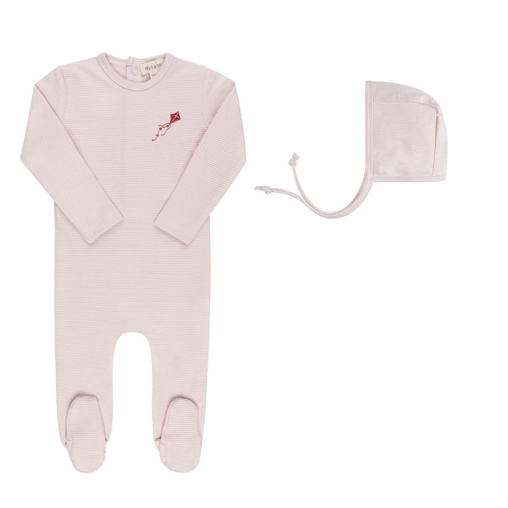 Ely's & Co Pink Organic Terry Kite Footie & Bonnet