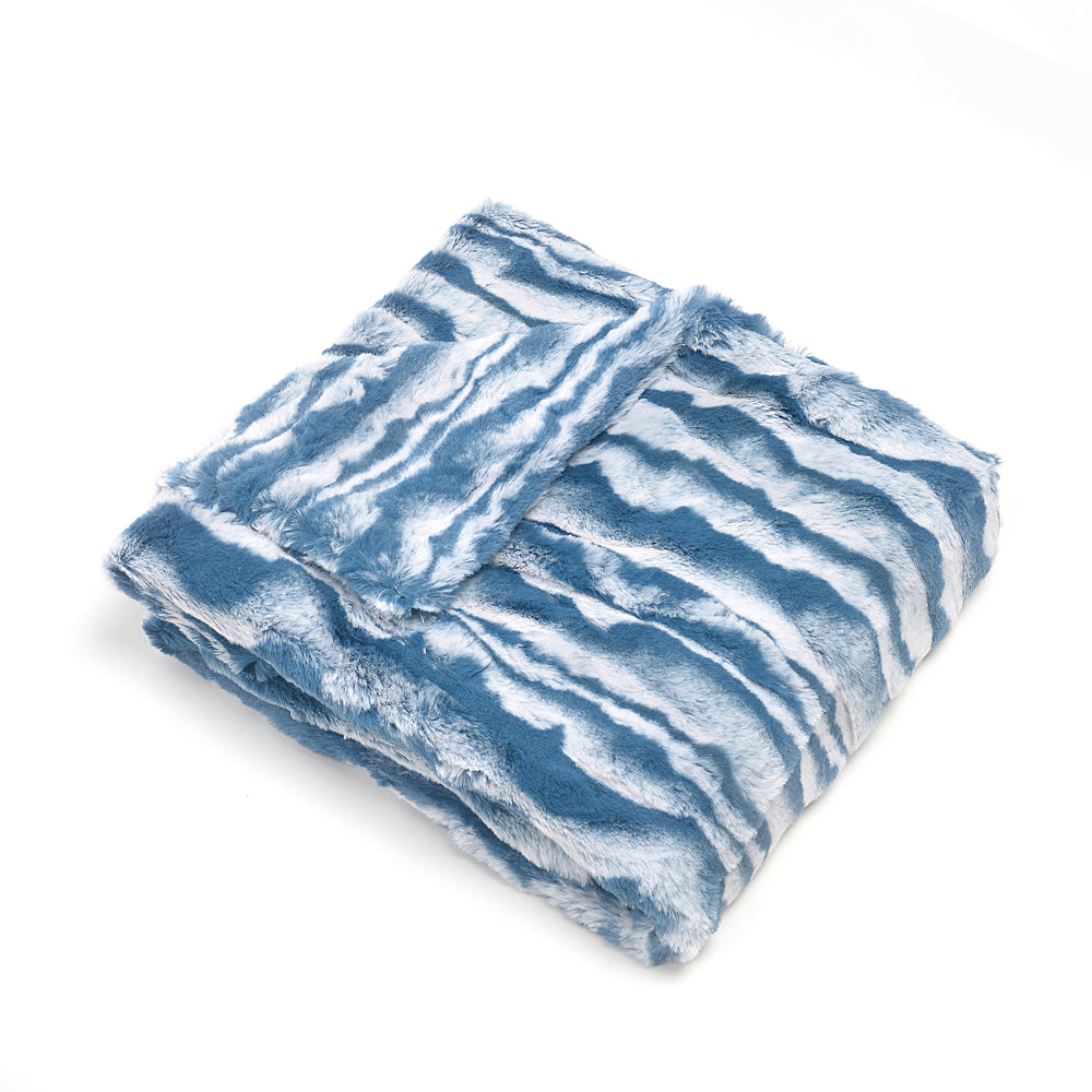 Cuddle Cookie Blue Wavy Fur Blanket