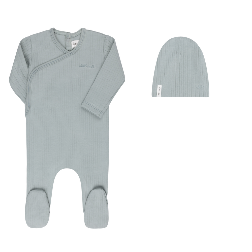 Ely's & Co Blue Organic Little One Kimono Footie & Beanie