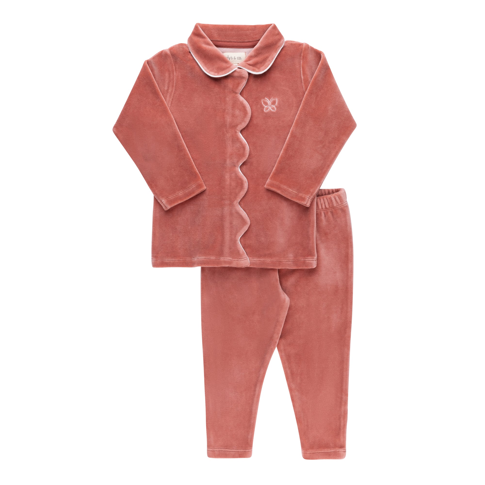 Ely's & Co Dark Pink Velour Embroidered Butterfly Loungewear