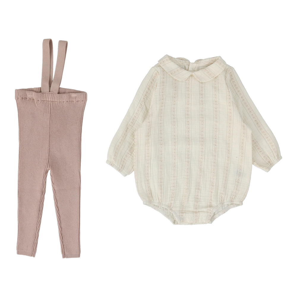 Pre-Order Analogie Pink Ivy Stripe Puff Sleeve Set