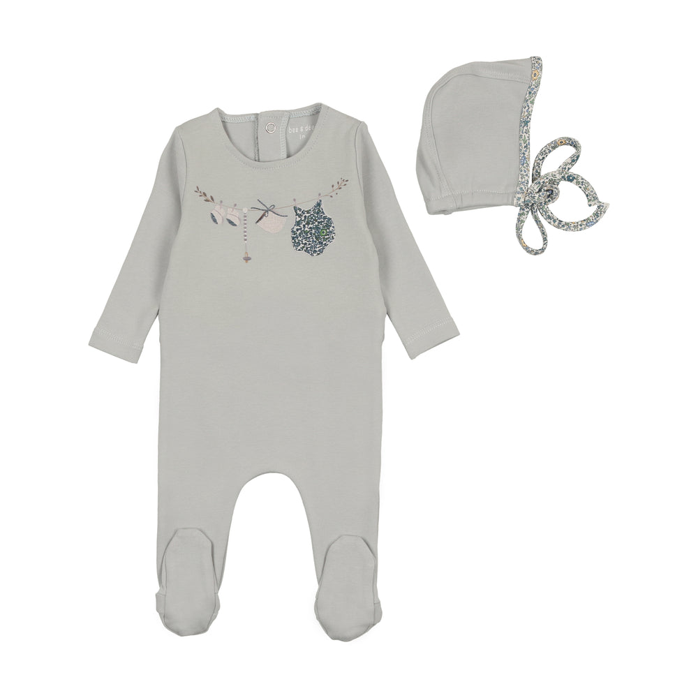 Pre-Order Bee & Dee Boys My Little Clothesline Footie & Bonnet