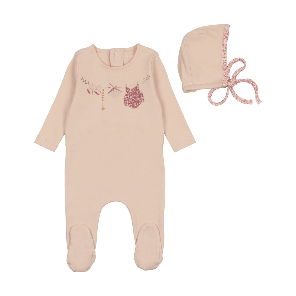 Pre-Order Bee & Dee Girls My Little Clothesline Footie & Bonnet