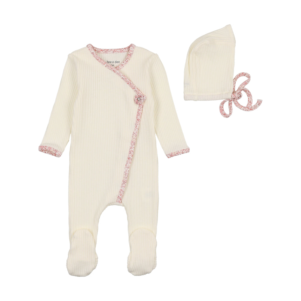 Pre-Order Bee & Dee Girls Poplin Trim Footie & Beanie