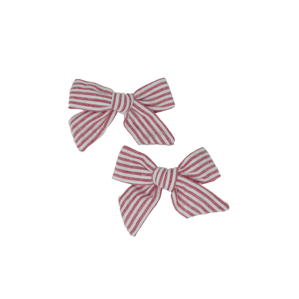 Bandeau Seersucker Mini Bow Clip Set