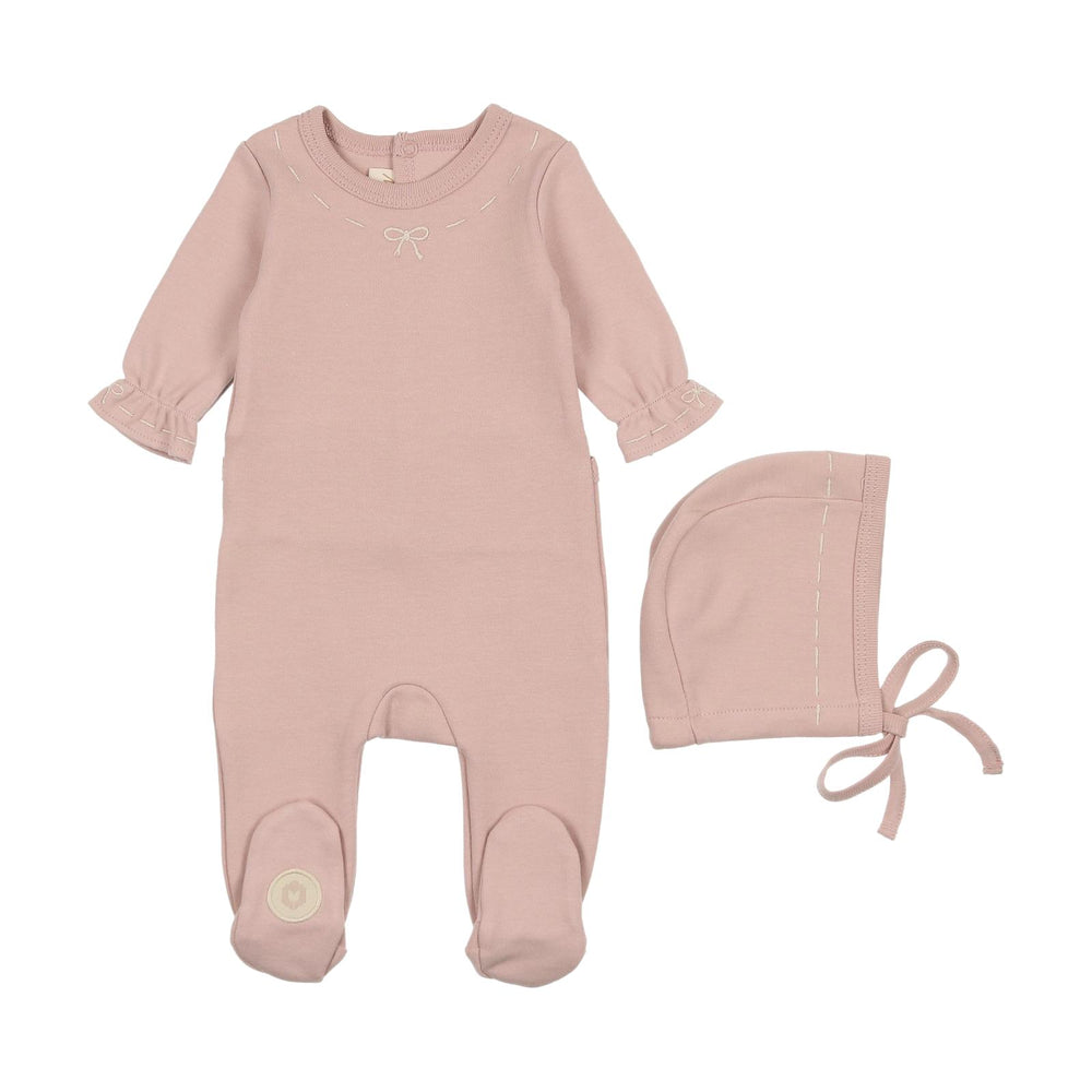 Mon Tresor Soft Stitch's Girls Footie & Bonnet