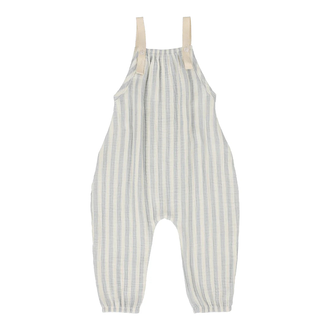 Pre-Order Lil Legs Blue Stripe Long Bubble Romper