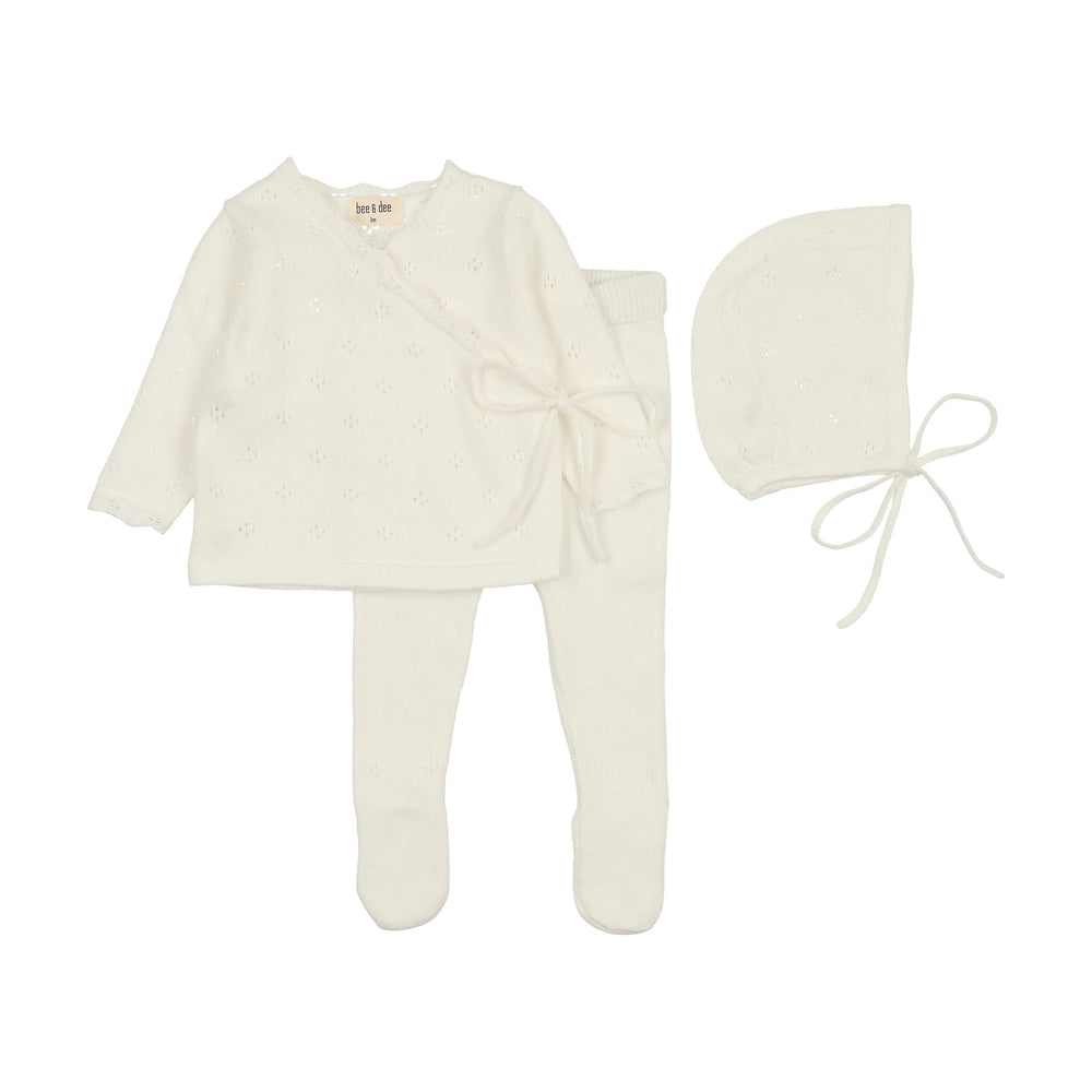 Bee and Dee Ivory Knit Pointelle Set