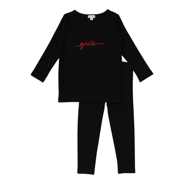 Lil Legs Gnite Loungewear- Black & Red