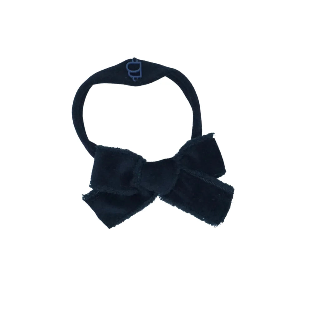 Bandeau Velvet Frayed Edge Baby Nylon Bow Band