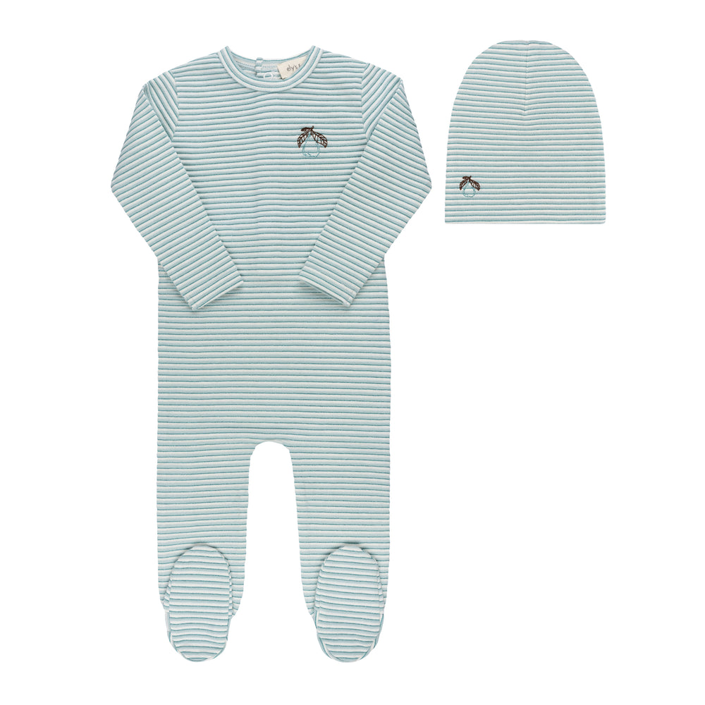 Ely's & Co Blue Metallic Stripe Footie & Beanie