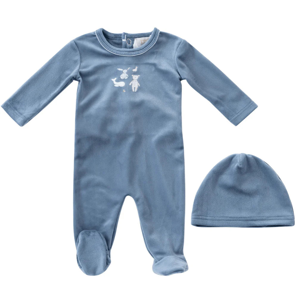 Kipp Stuffed Friends Footie & Beanie-Blue