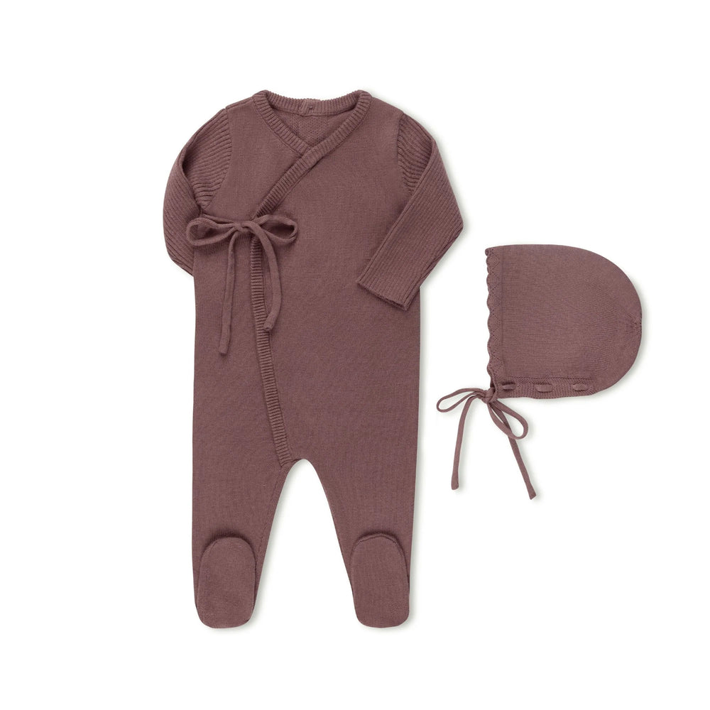 Bebe Belinha Burgundy Rib Wrap Footie & Bonnet