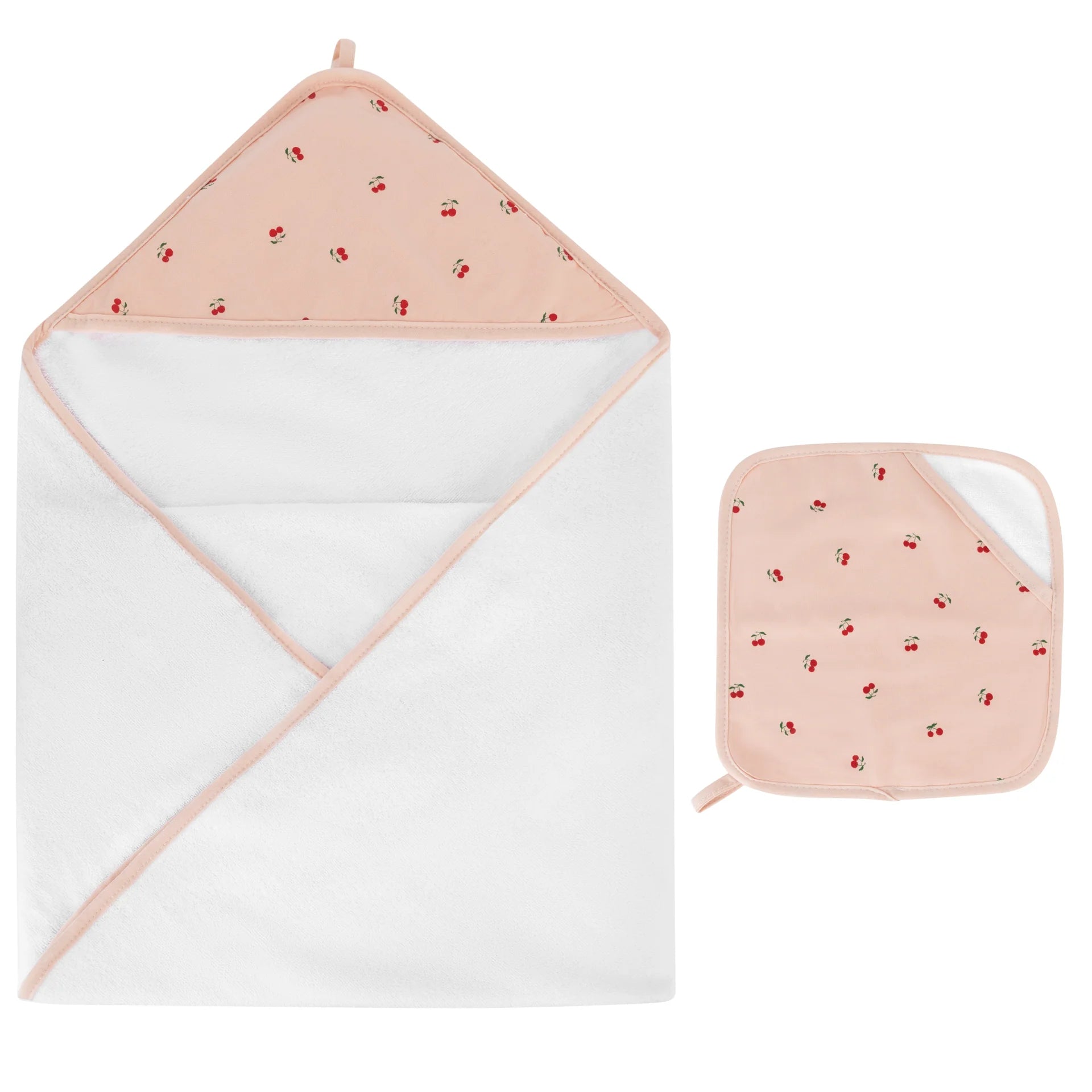 Ely's & Co Cherry Hooded Towel & Washcloth Set