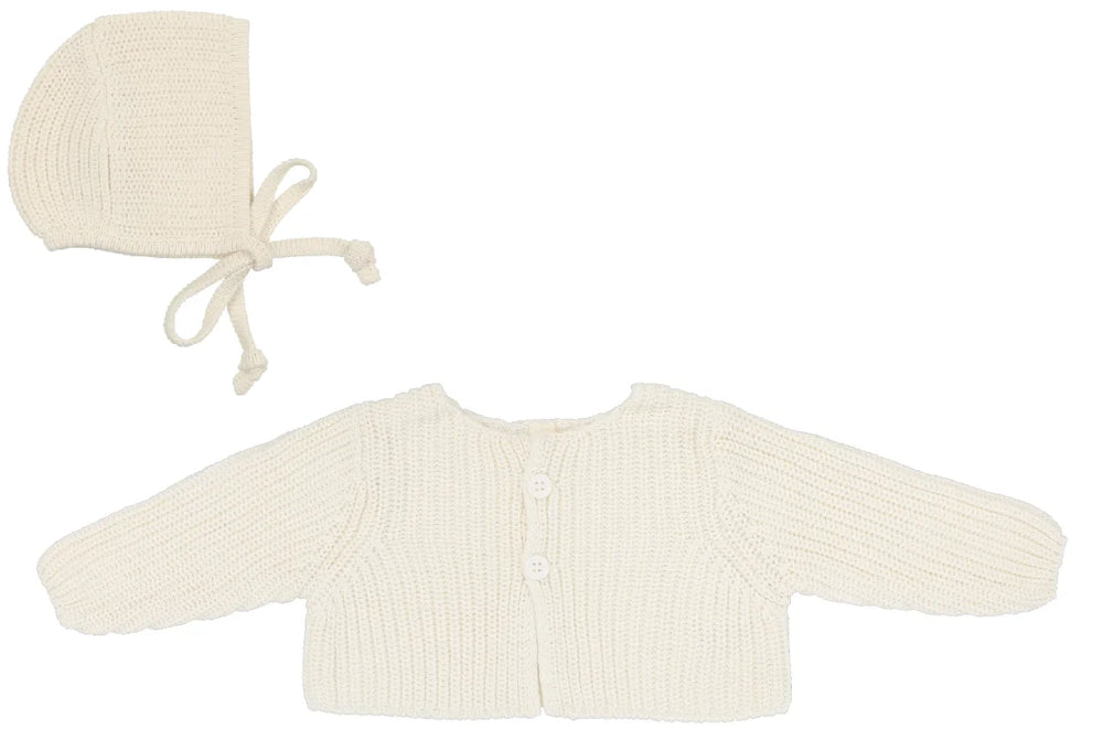 Lilette Cream Chunky Knit Shrug & Bonnet