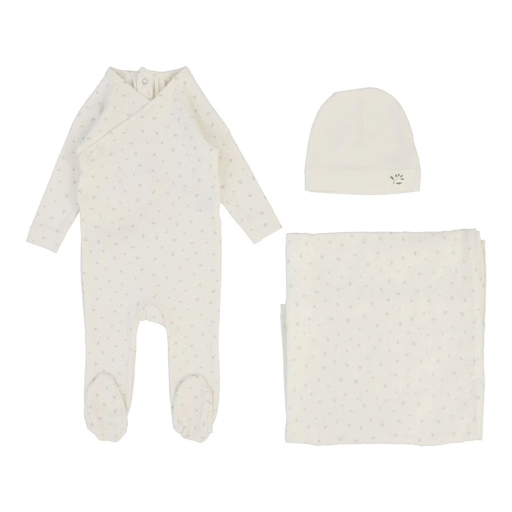 Pre-Order Lil Legs Cream Printed Wrapover Layette Set