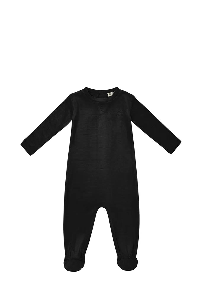 Kipp Black Rib Velour Footie