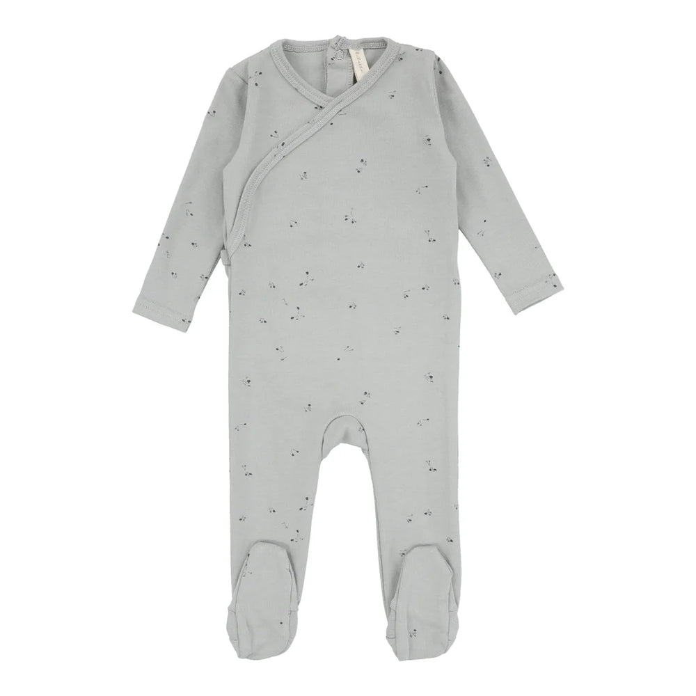 Lil Legs Dusty Blue Printed Wrapover Footie