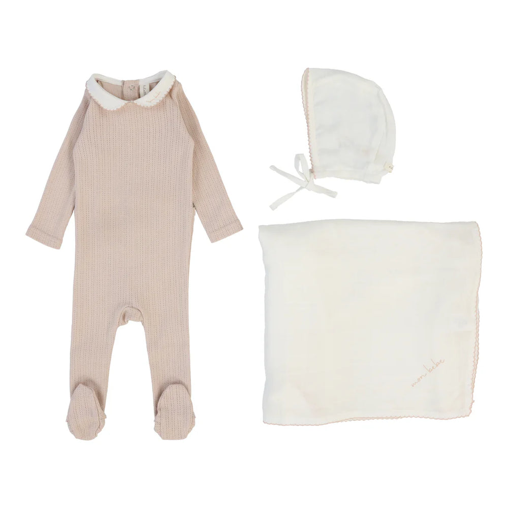 Lilette Edged Collar Layette Full Set- Blush