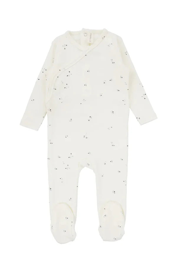 Lil Legs Ivory Printed Wrapover Footie