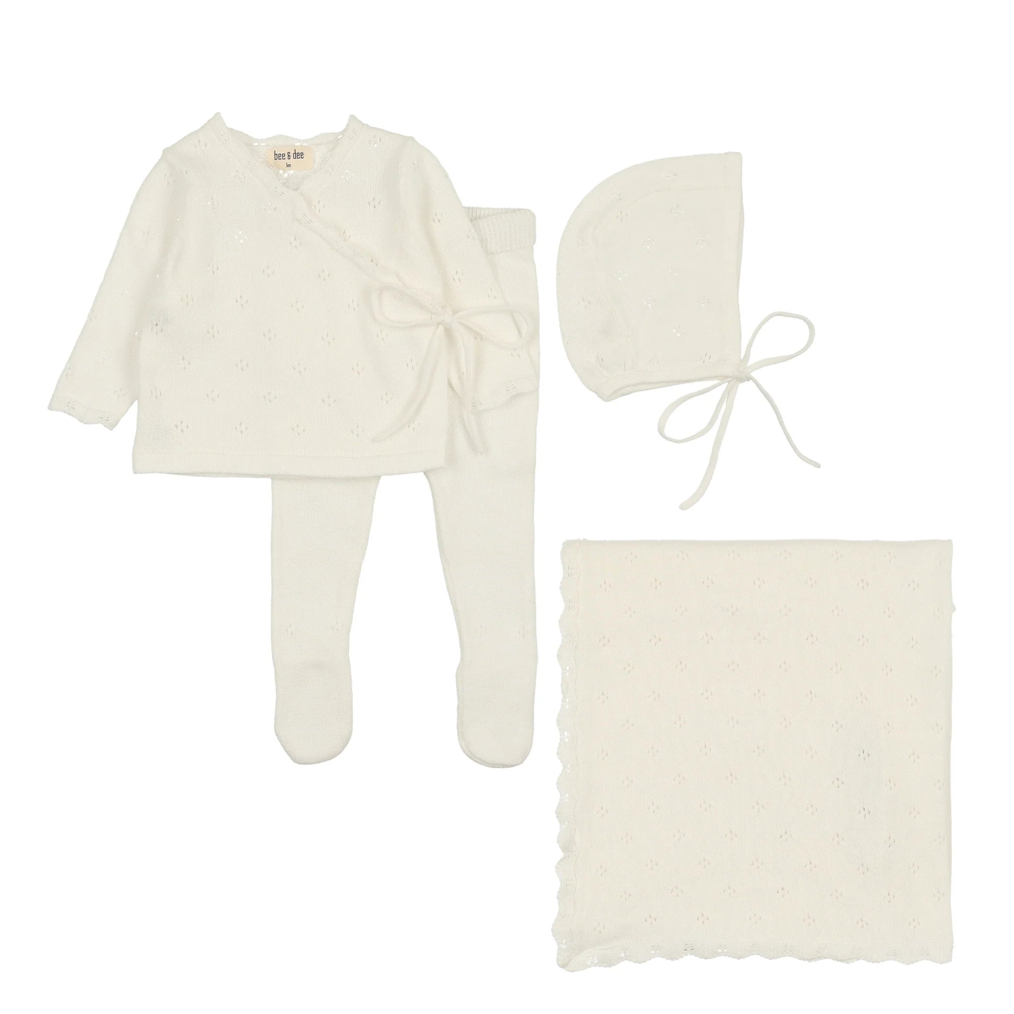 Bee and Dee Ivory Pointelle Knit Set- Full Set