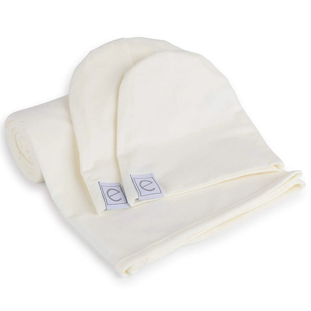 Ely's & Co  Modal Swaddle + Beanie Set- Ivory