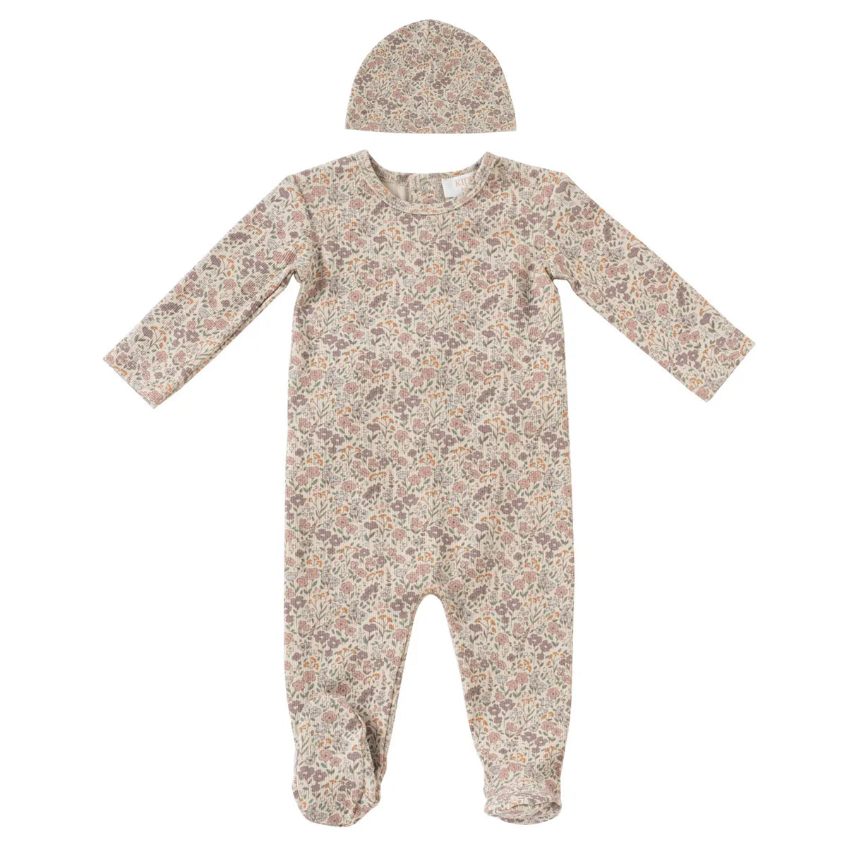 Kipp Floral Footie & Beanie- Pink