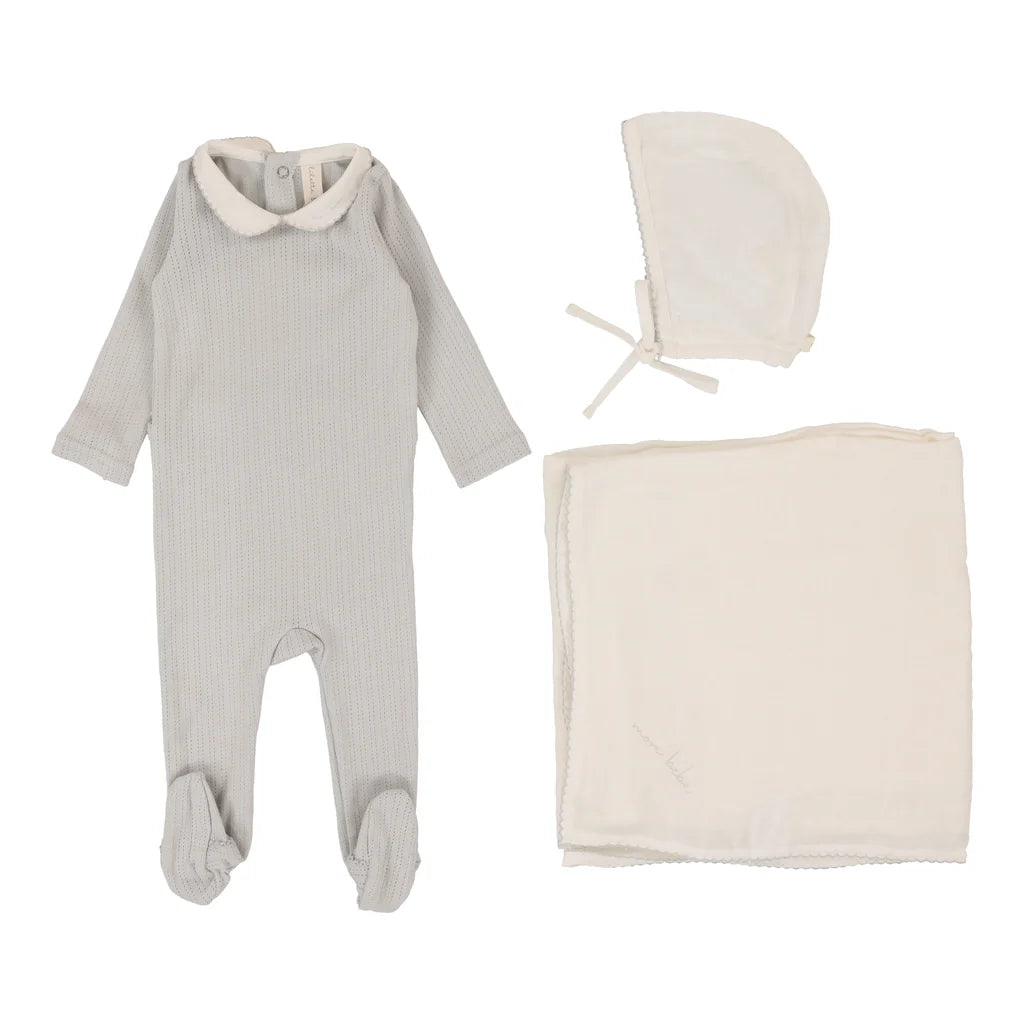 Lilette Edged Collar Layette Full Set- Sky Blue