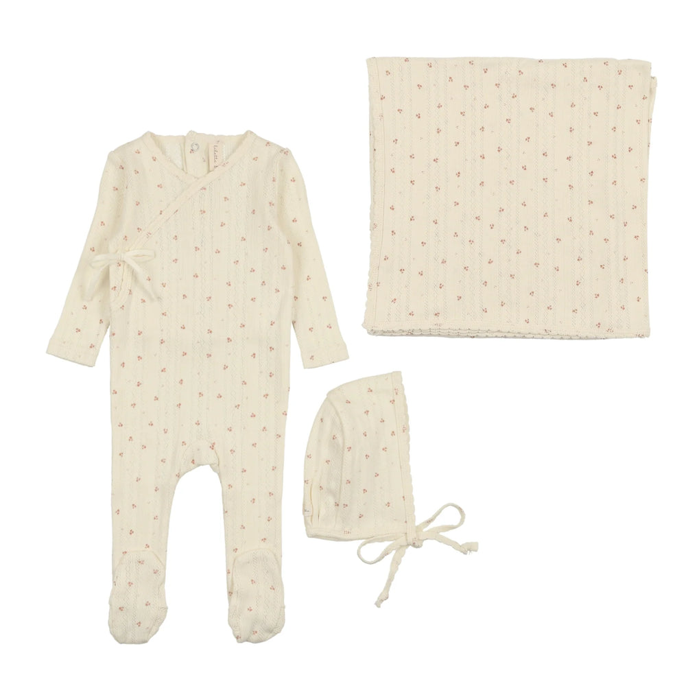 Pre-Order Lilette Rose Printed Pointelle Wrap Layette Set