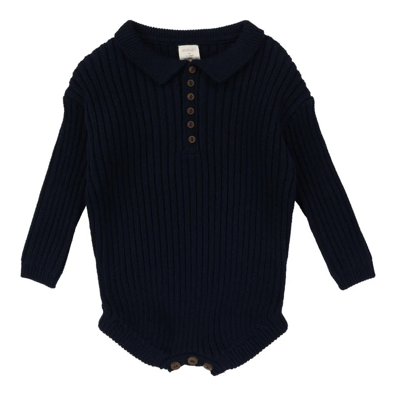 Analogie Navy Knit Romper