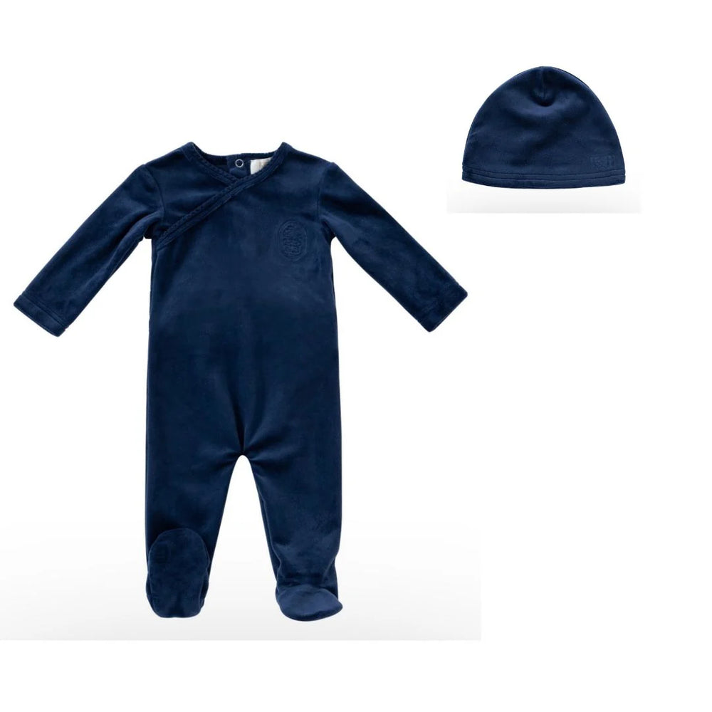 Kipp Embroidered Footie & Beanie- Navy