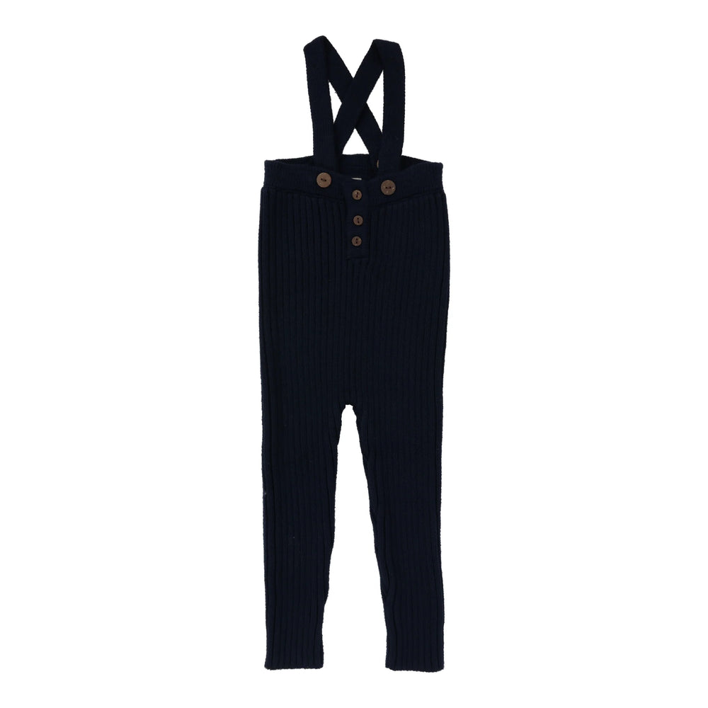 Lil Legs Navy Rib Knit Overalls