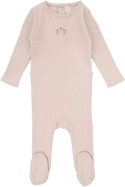 Lil Legs Striped Pointelle Girl Footie