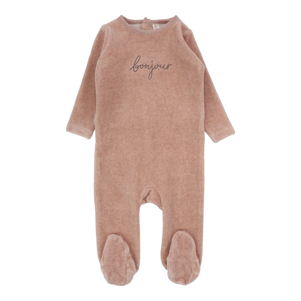 Lilette Pink Velour Bonjour Footie