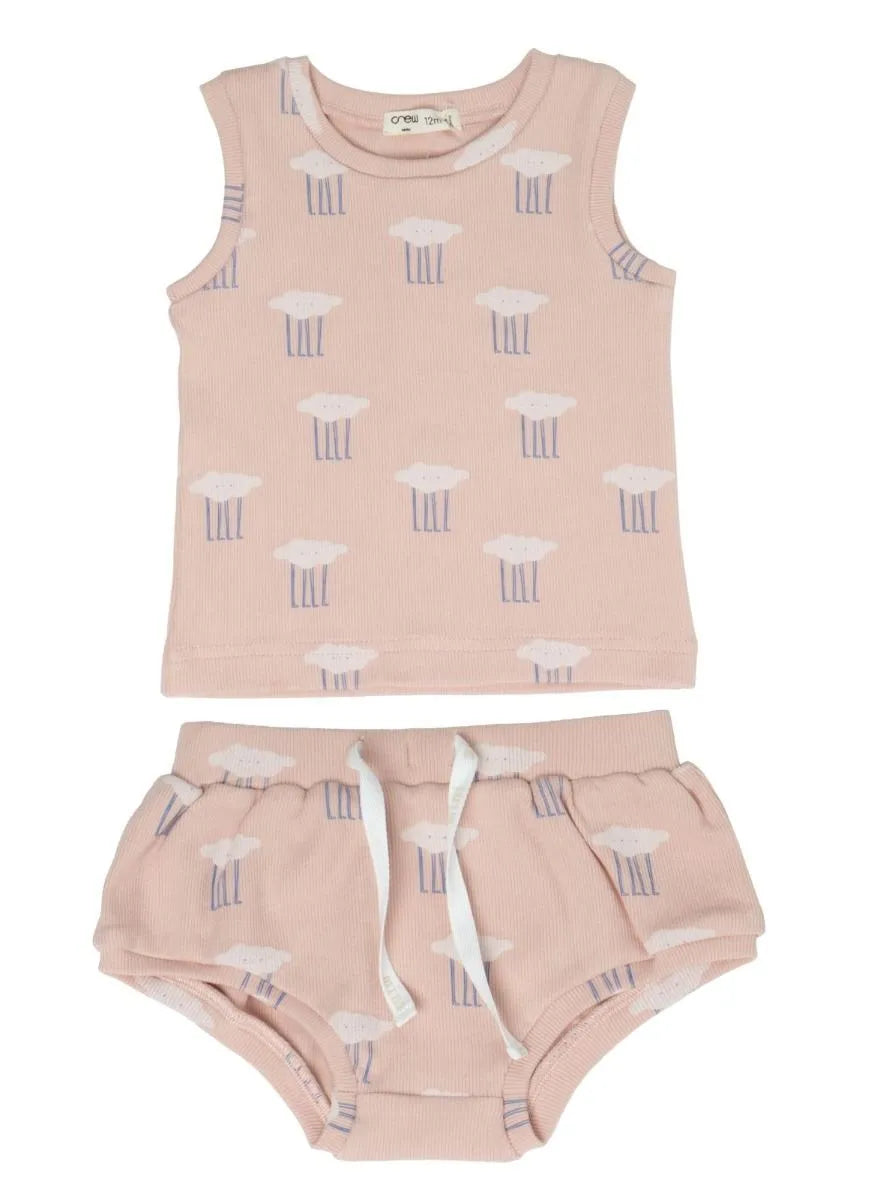 Crew Pink Cotton Tank Set