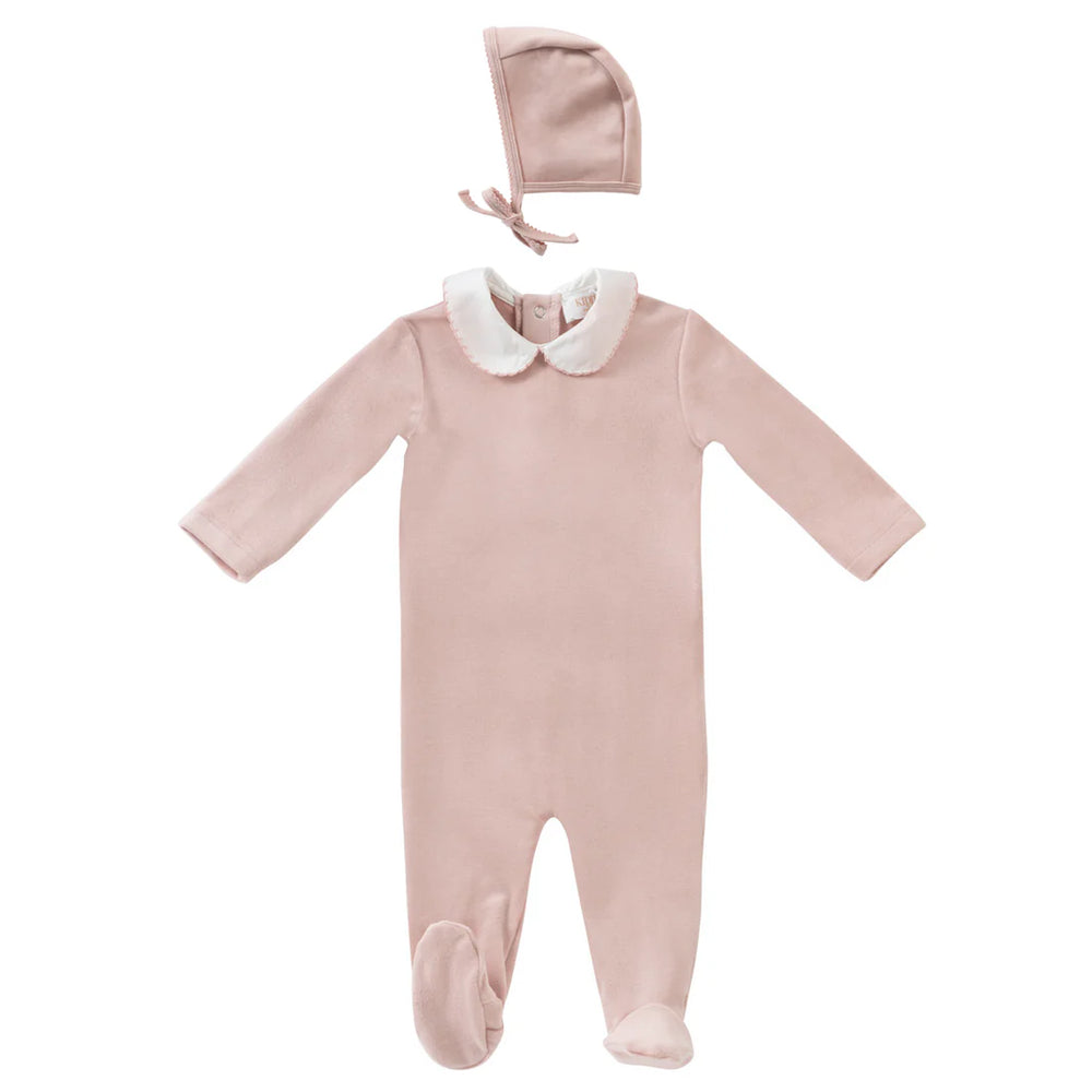 Kipp Pink Scalloped Embroidered Footie, Bonnet & Blanket