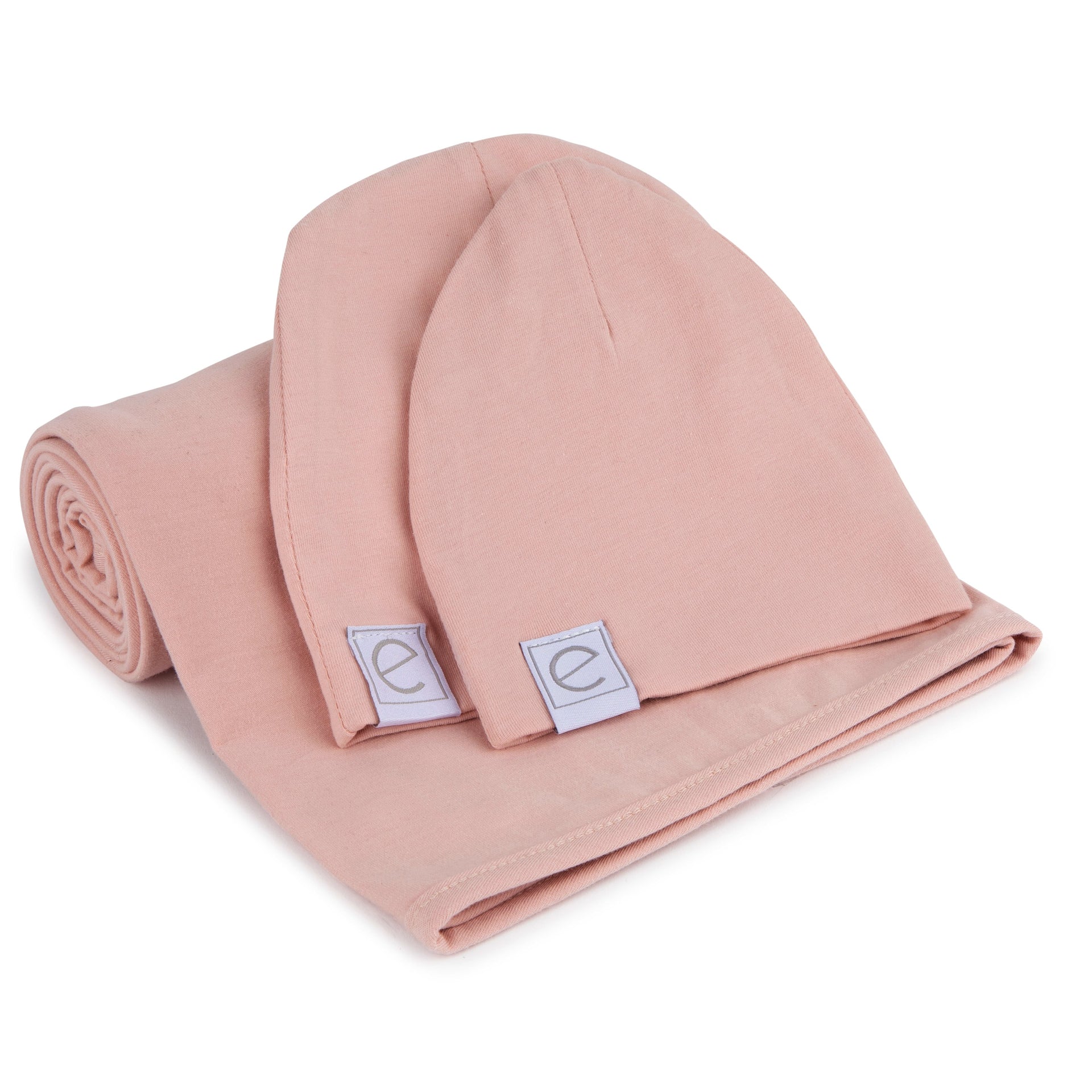 Ely's & Co  Modal Swaddle + Beanie Set-Pink