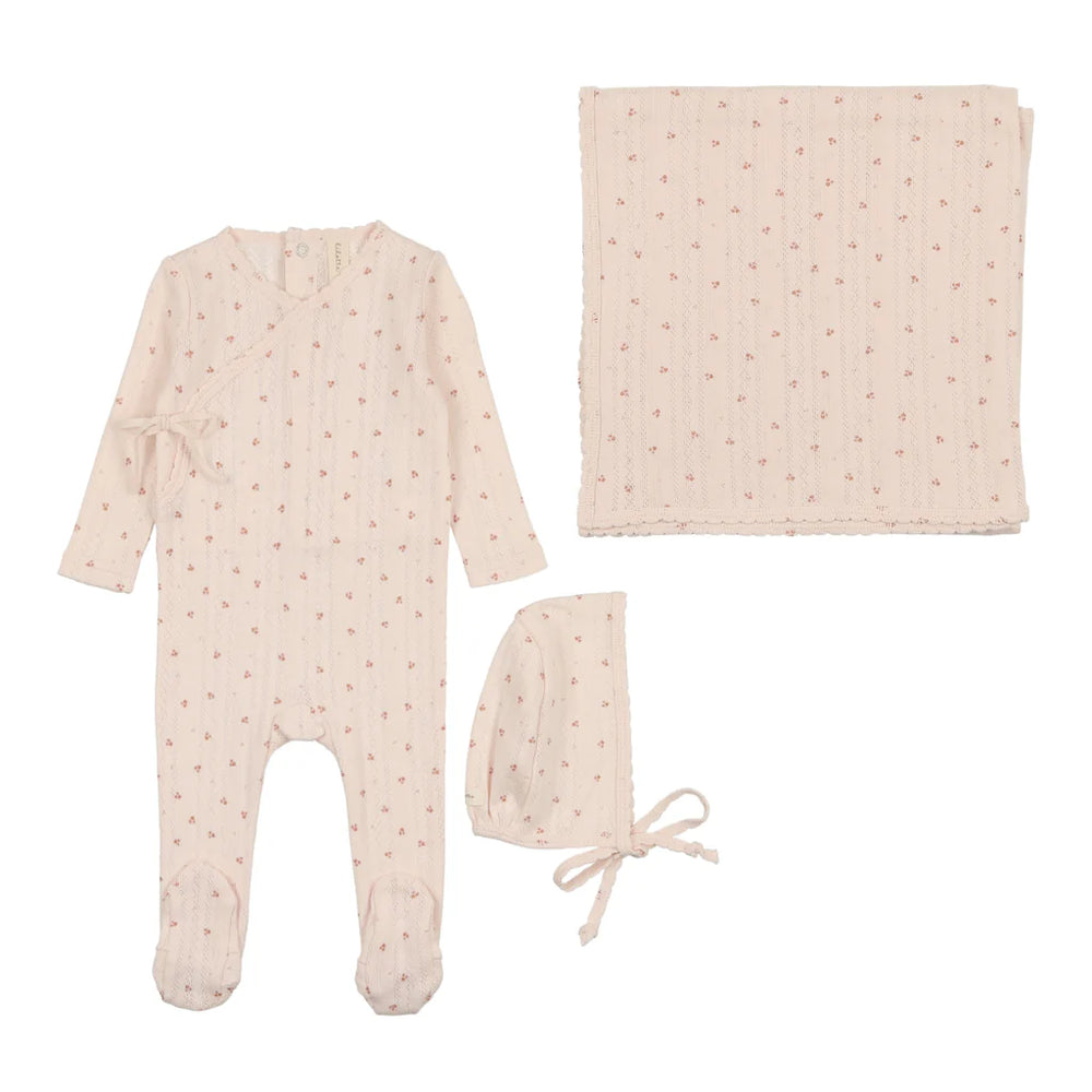 Pre-Order Lilette Pink Printed Pointelle Wrap Layette Set