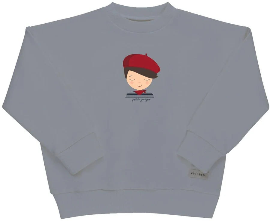 Ely's & Co Blue Organic French Terry Boy Sweatshirt