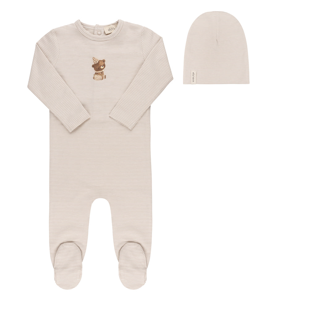 Ely's & Co Tan Bear Footie & Beanie