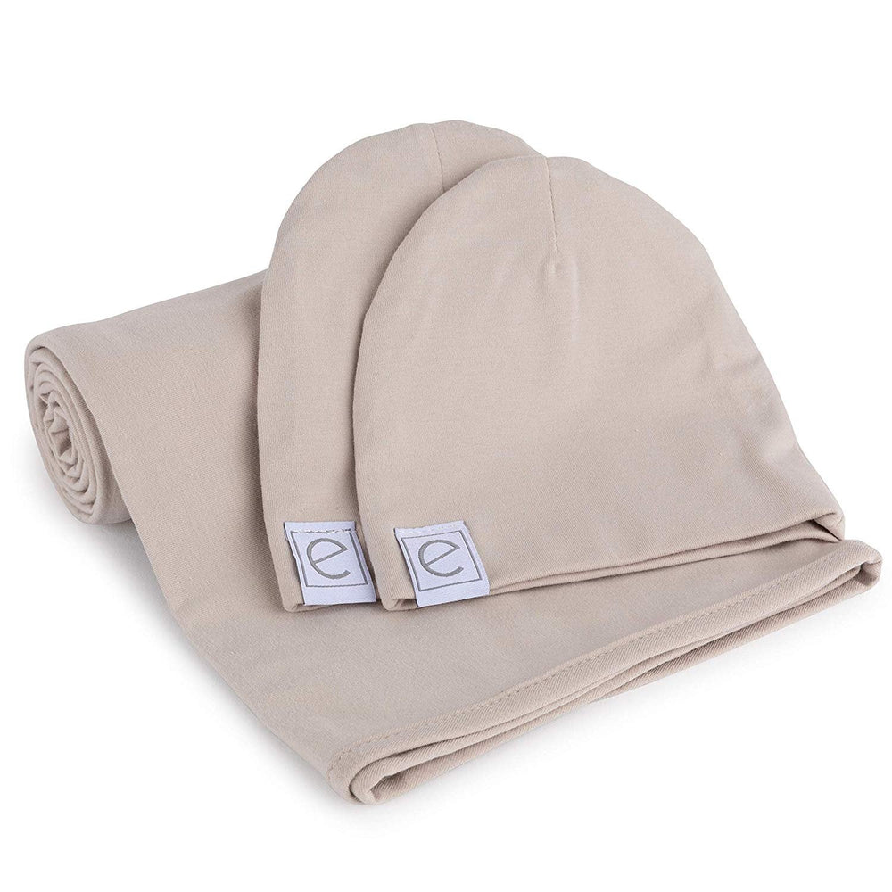 Ely's & Co  Modal Swaddle + Beanie Set- Tan