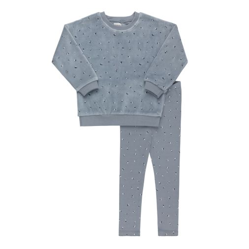 Ely's & Co Blue Velour Leaf Cluster- Loungewear